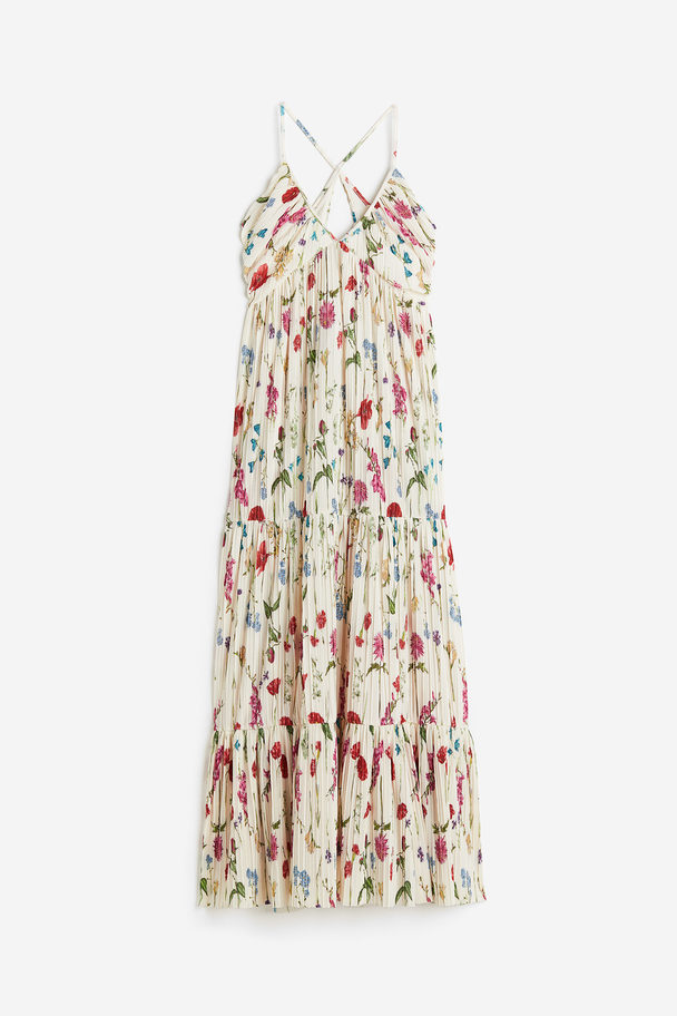 H&M Pleated Maxi Dress Cream/floral