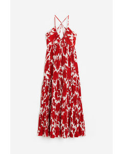 Pleated Maxi Dress White/red Floral