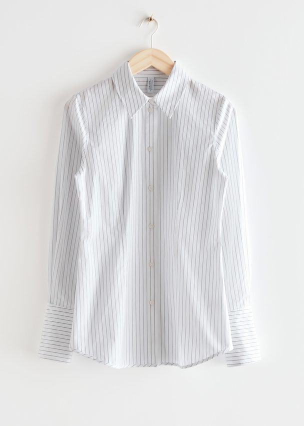 & Other Stories Relaxed Shirt White Pinstripe