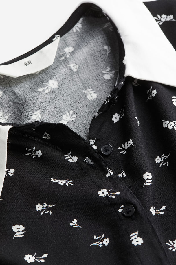 H&M Patterned Shirt Dress Black/floral