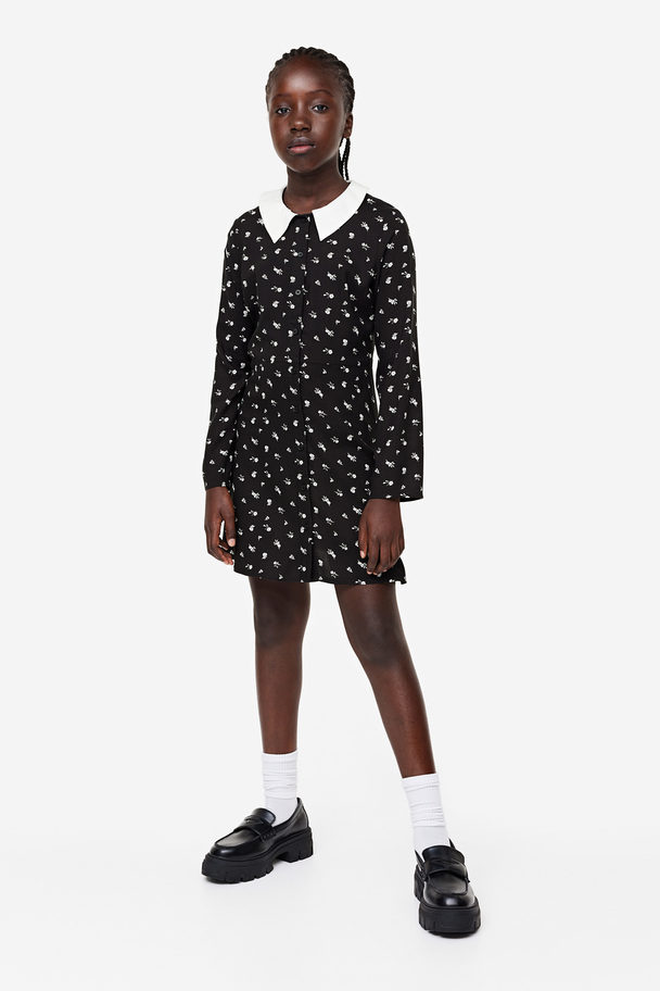 H&M Patterned Shirt Dress Black/floral