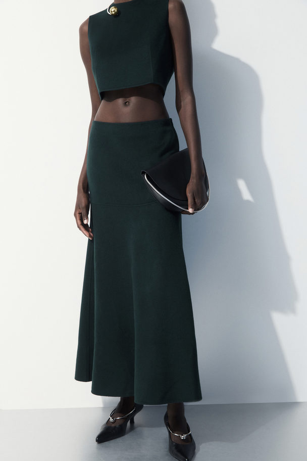 COS The Wool-blend Midi Skirt Dark Teal