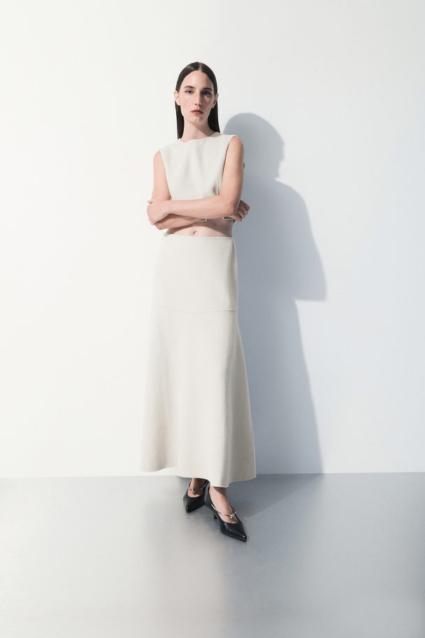 COS The Wool-blend Midi Skirt Light Beige