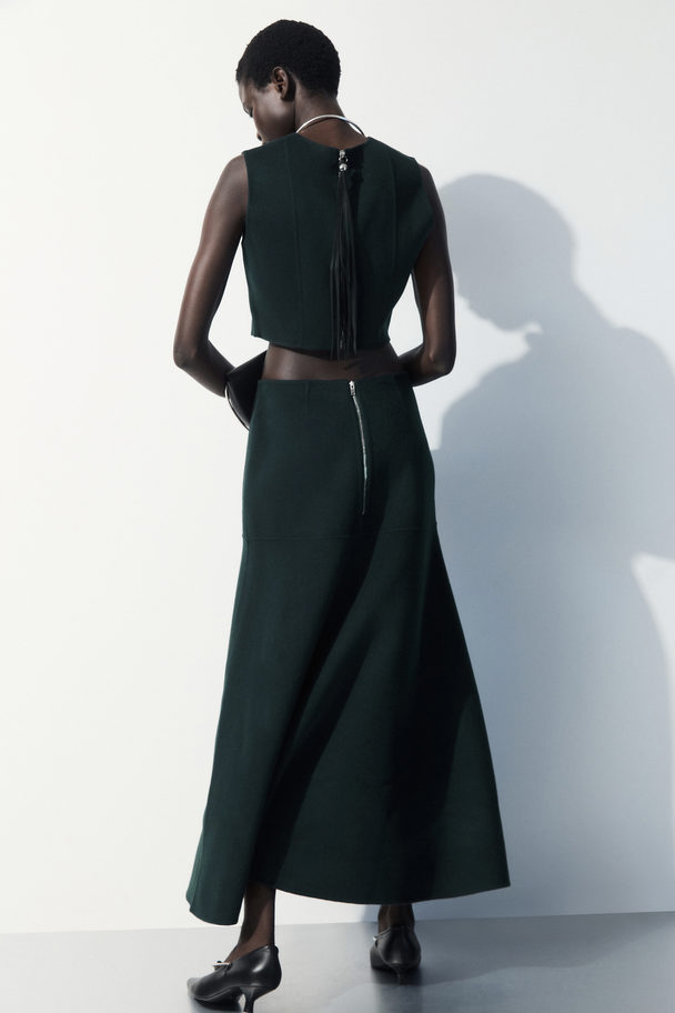 COS The Wool-blend Midi Skirt Dark Teal