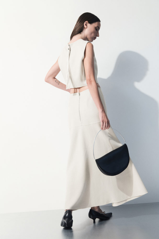 COS The Wool-blend Midi Skirt Light Beige