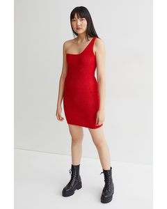 One Shoulder-kjole Rød