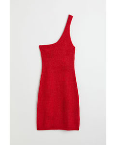 One Shoulder-klänning Röd