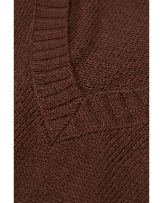H&M Knitted Jumper Dark Brown