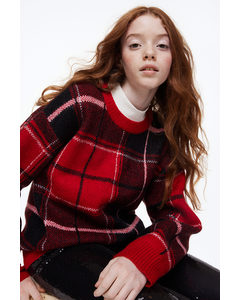 Jacquard-knit Jumper Red/black Checked