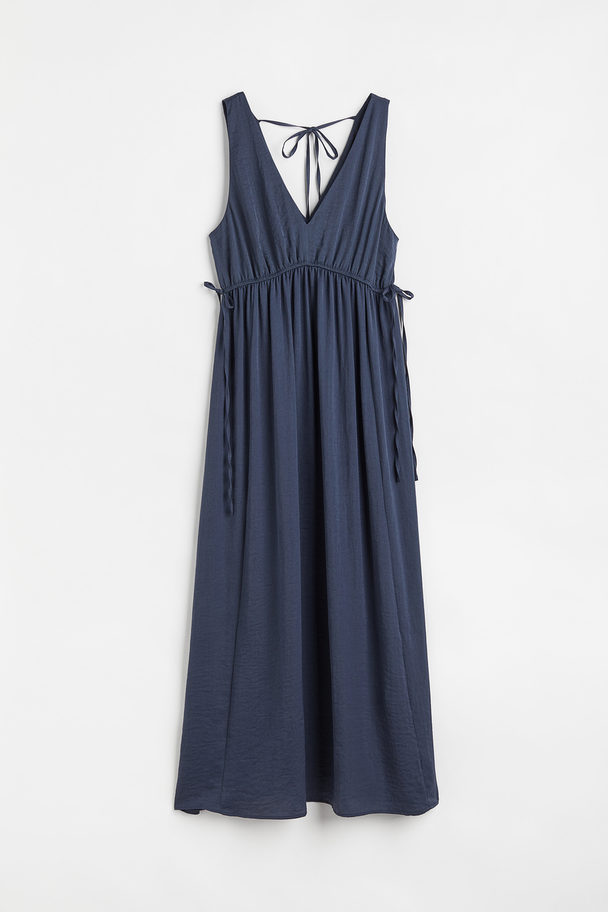 H&M MAMA Kleid mit V-Ausschnitt Dunkelblau