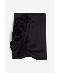 Draped Flounce-detail Skirt Black