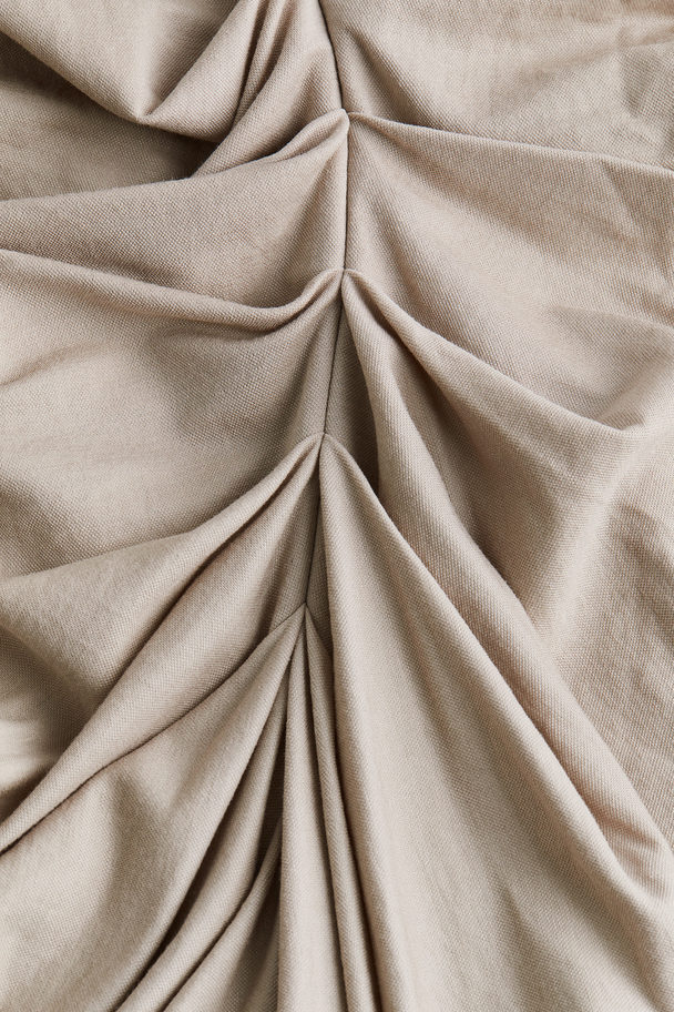 H&M Asymmetrisches Kleid mit Drapierung Helles Taupe