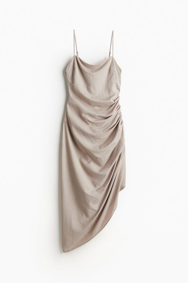 H&M Asymmetrisches Kleid mit Drapierung Helles Taupe