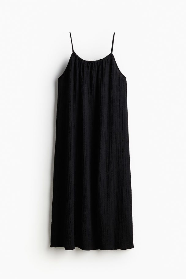 H&M Trägerkleid aus Strukturjersey Schwarz