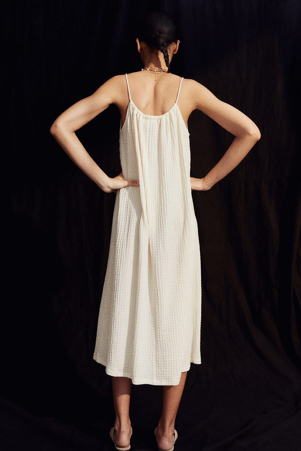 H&M Textured Jersey Strappy Dress Cream