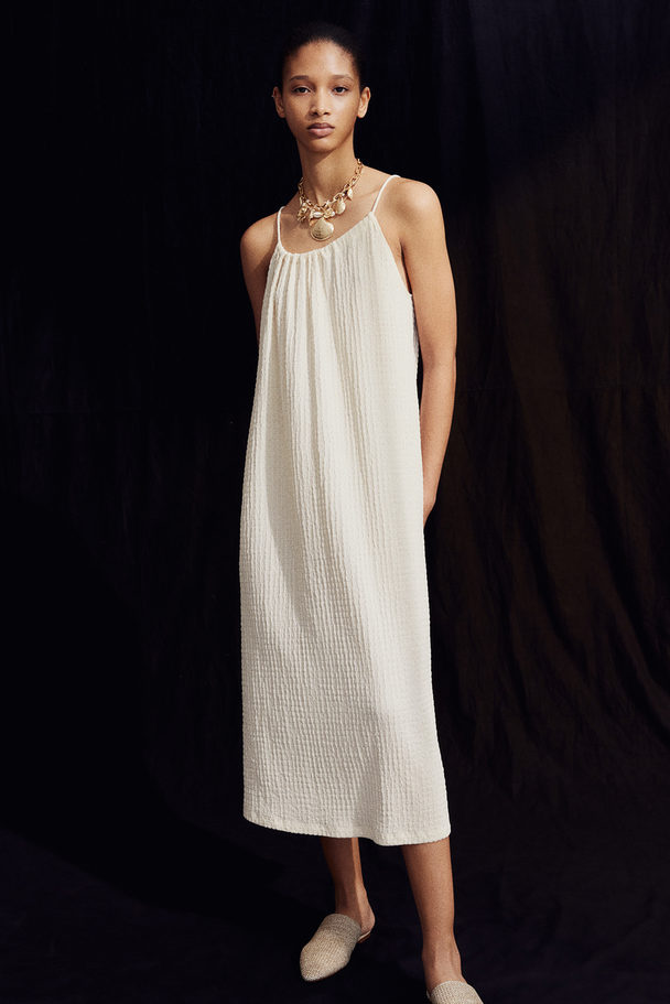 H&M Textured Jersey Strappy Dress Cream