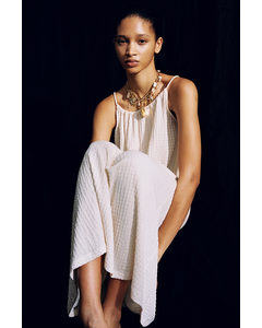 Textured Jersey Strappy Dress Cream