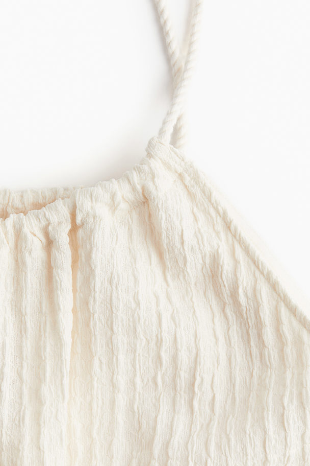 H&M Textured Jersey Strappy Dress Cream