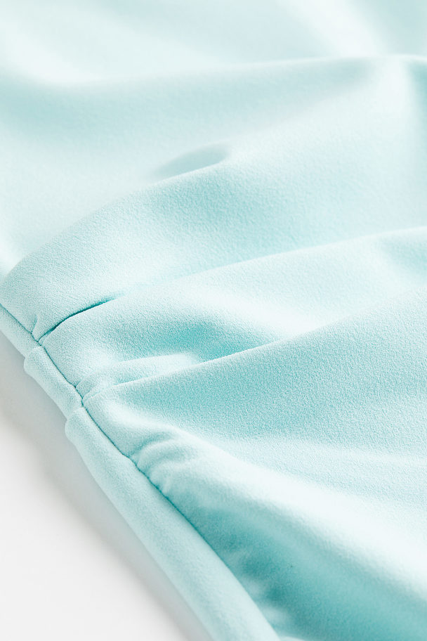 H&M Draped Shoulder-pad Dress Light Turquoise
