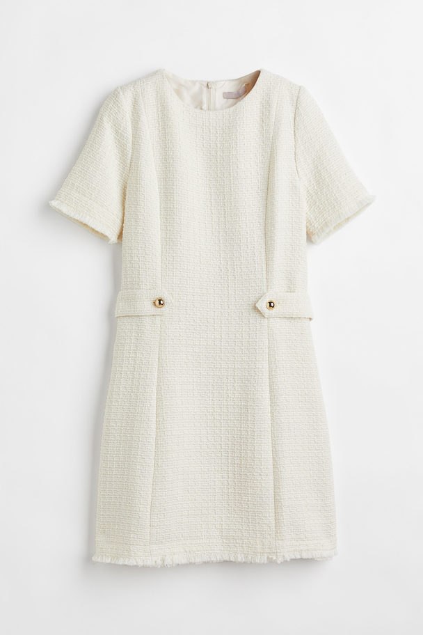 H&M Wool-blend Bouclé Dress Natural White