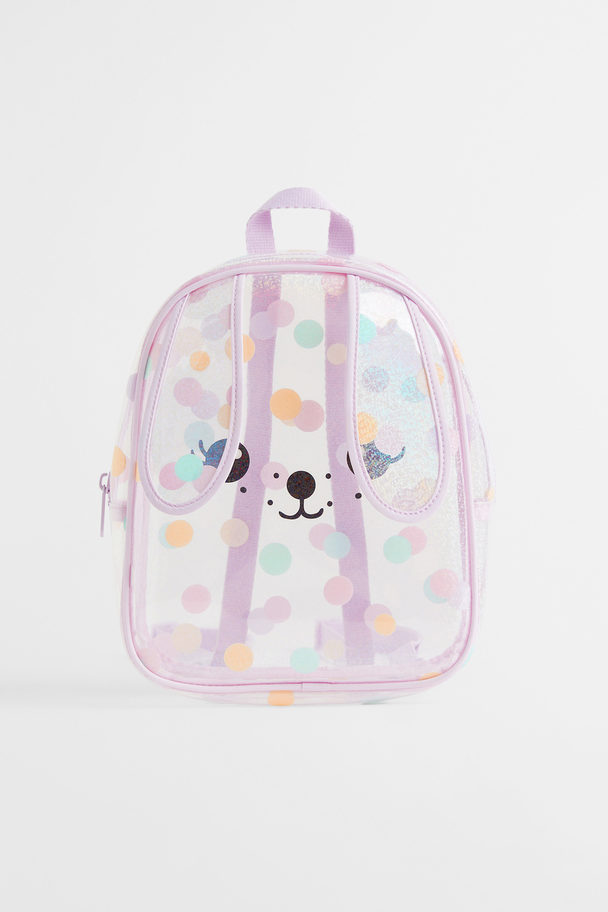H&M Small Backpack Light Purple/animal