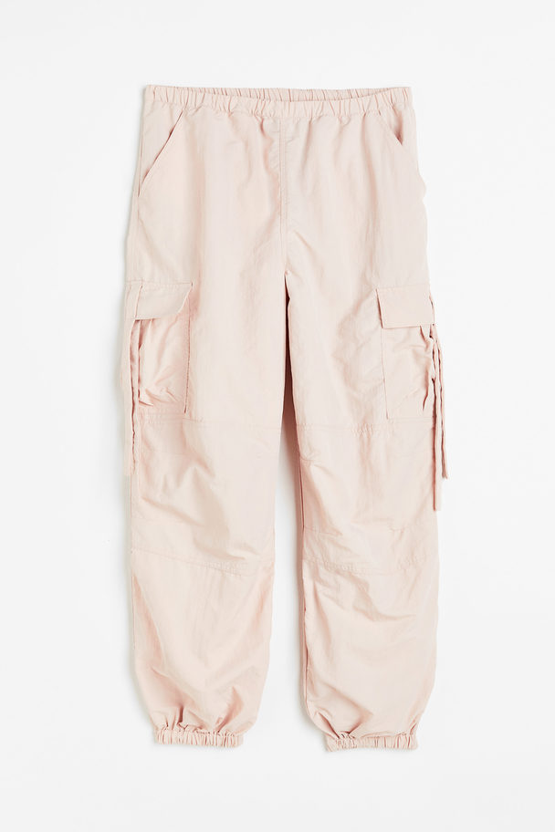 H&M Low-waisted Parachute Trousers Light Pink