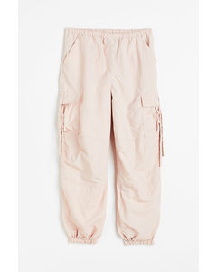 Low-waisted Parachute Trousers Light Pink