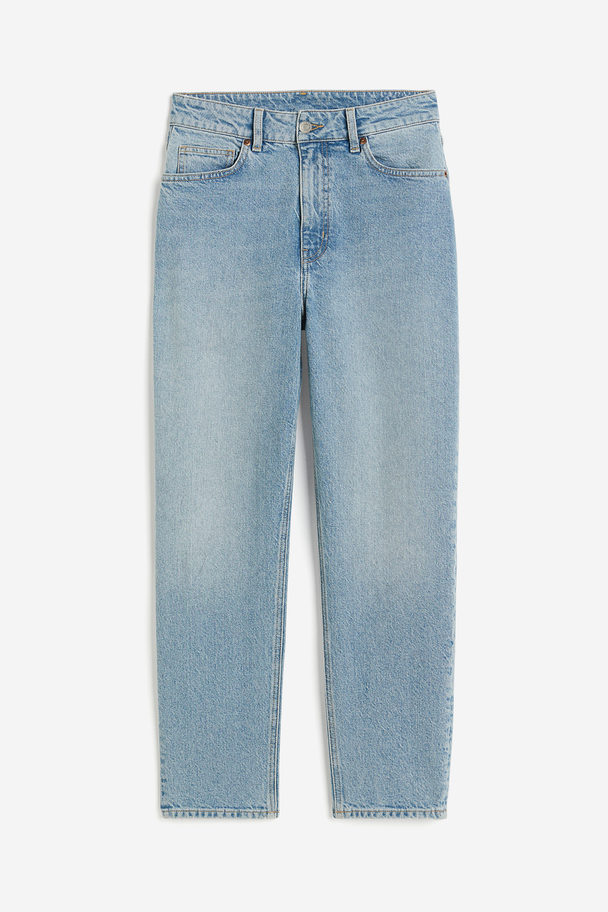 H&M Slim Mom High Ankle Jeans Helles Denimblau