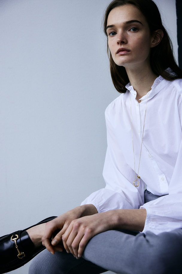 H&M Frill-trimmed Cotton Blouse White