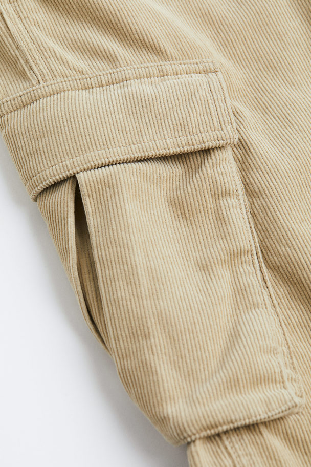 H&M Corduroy Cargo Trousers Beige