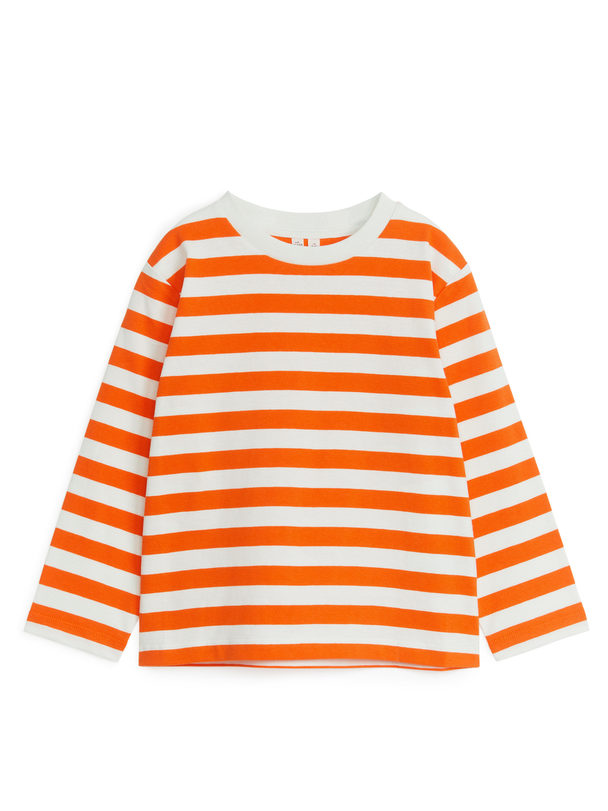 ARKET Langarm-T-Shirt Orange/Cremeweiß