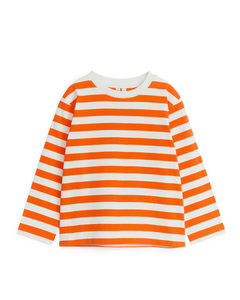 Langarm-T-Shirt Orange/Cremeweiß