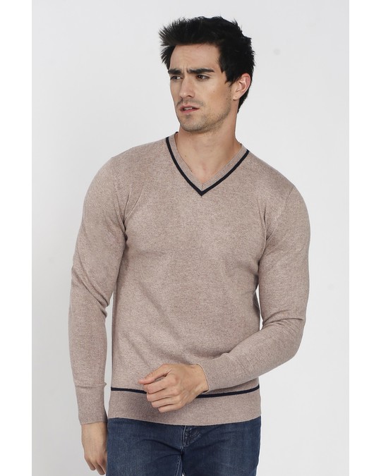William de Faye Bi-color V-neck Sweater