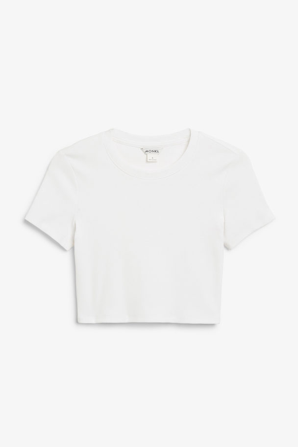Monki Cropped White T-shirt White
