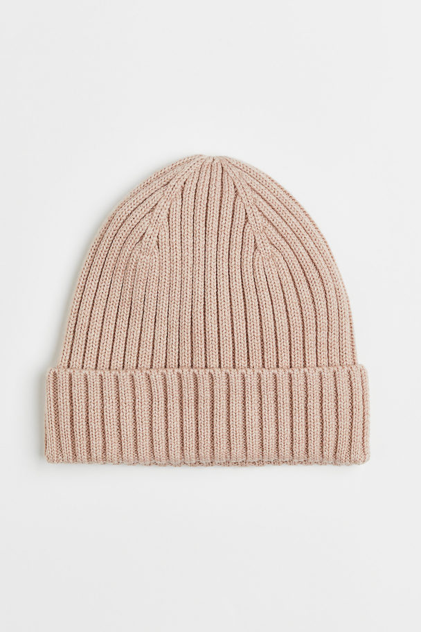 H&M Rib-knit Wool Hat Dusty Pink