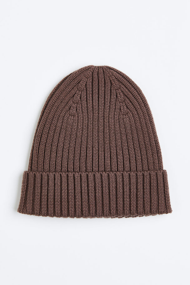 H&M Rib-knit Wool Hat Brown