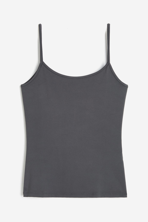 H&M Microfibre Strappy Top Dark Grey