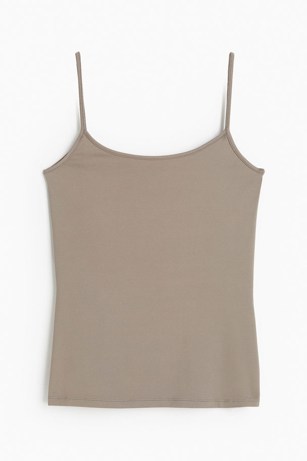 H&M Microfibre Strappy Top Dark Beige