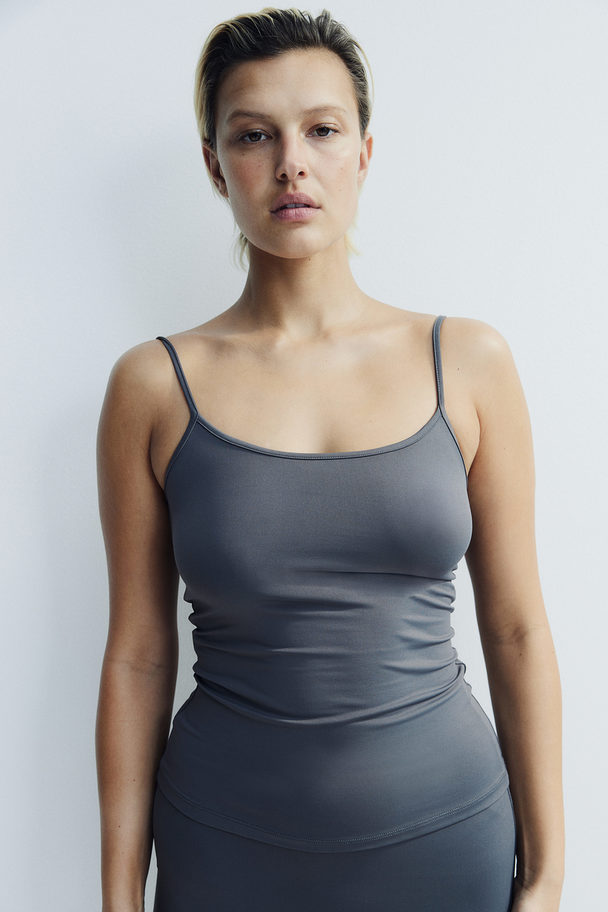 H&M Microfibre Strappy Top Dark Grey