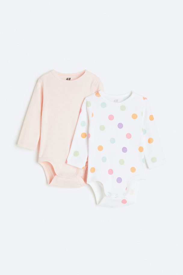 H&M 2-pack Cotton Bodysuits White/spotted