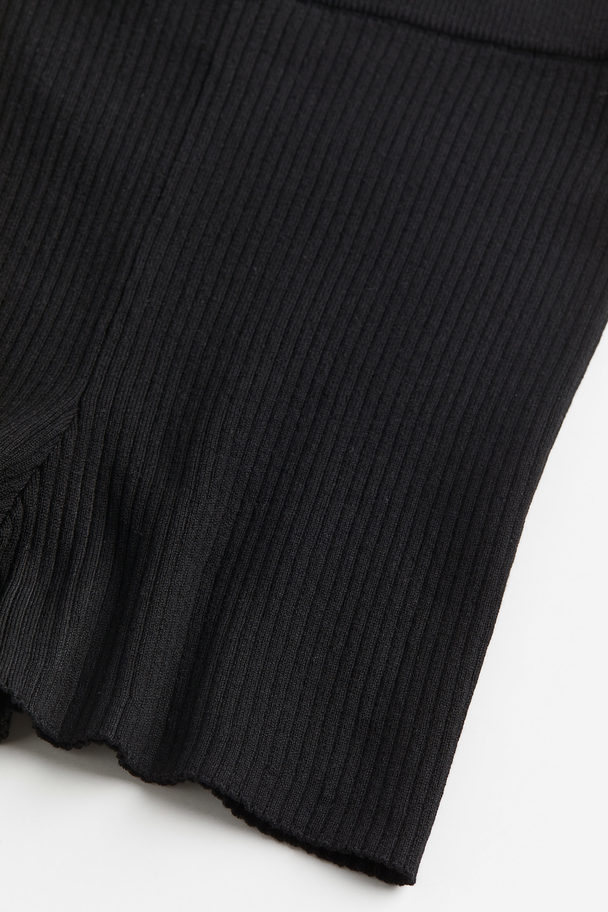 H&M Rib-knit Biker Shorts Black