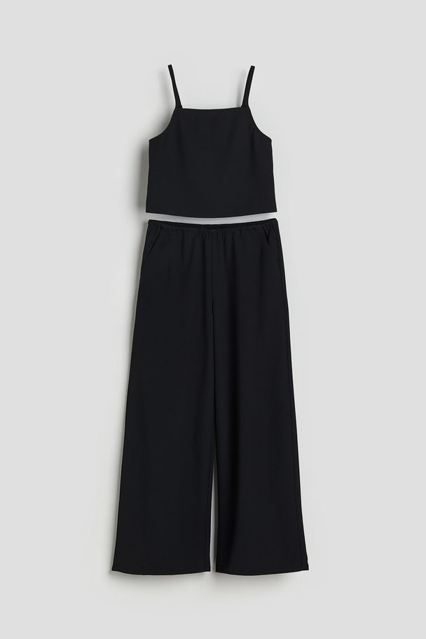 H&M Strappy Top And Trousers Set Black