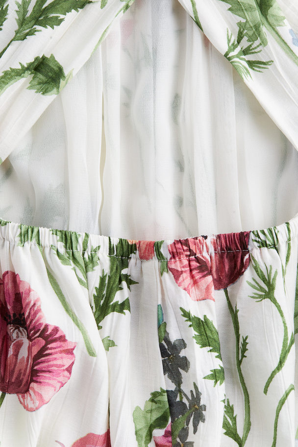 H&M Open-back Dress White/floral