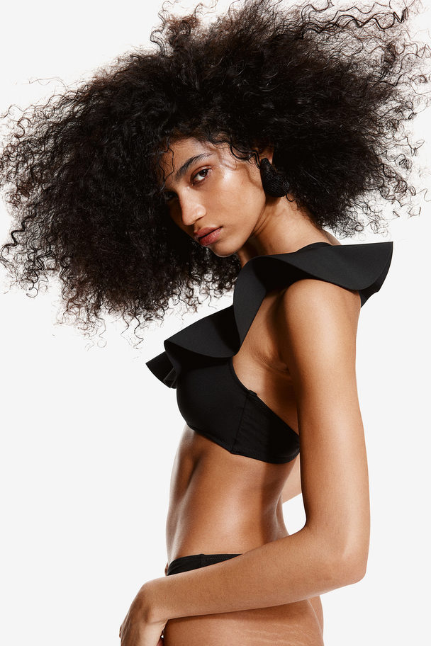 H&M Padded One-shoulder Bikinitop Zwart