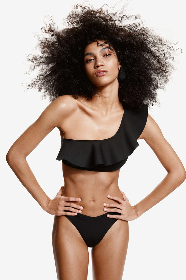 H&M Padded One-shoulder Bikini Top Black