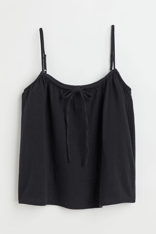 H&M H&m+ Bow-detail Strappy Top Black