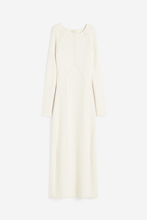 H&M Pointelle-knit Dress Cream