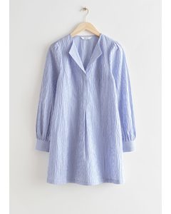 Gestreiftes Mini-Hemdkleid Blau gestreift