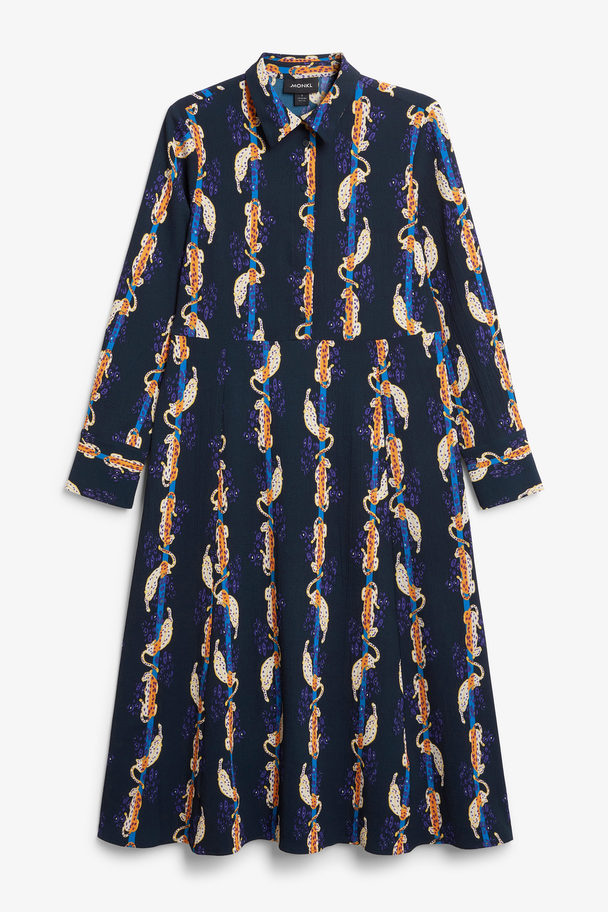 Monki Printed Maxi Dress With Collar Colourful Cats
