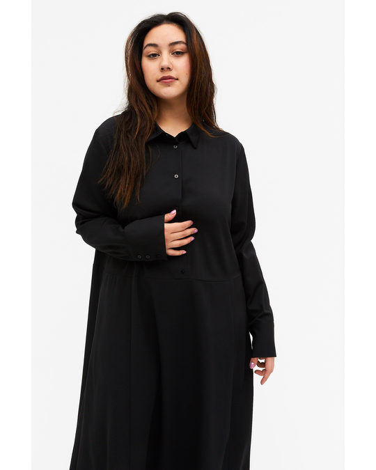 Monki Maxi Dress With Collar Black